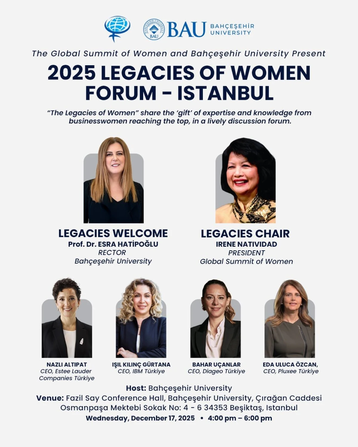 2026 Küresel Kadın Zirvesi’ne Giden Yolda İlk Adım “Legacies of Women Forum” ile Atılıyor